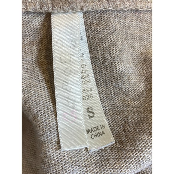 COL STORY Sweater Beige Brown Front Snaps SMALL Acrylic Cotton Fitted Stretchy - Picture 2 of 9